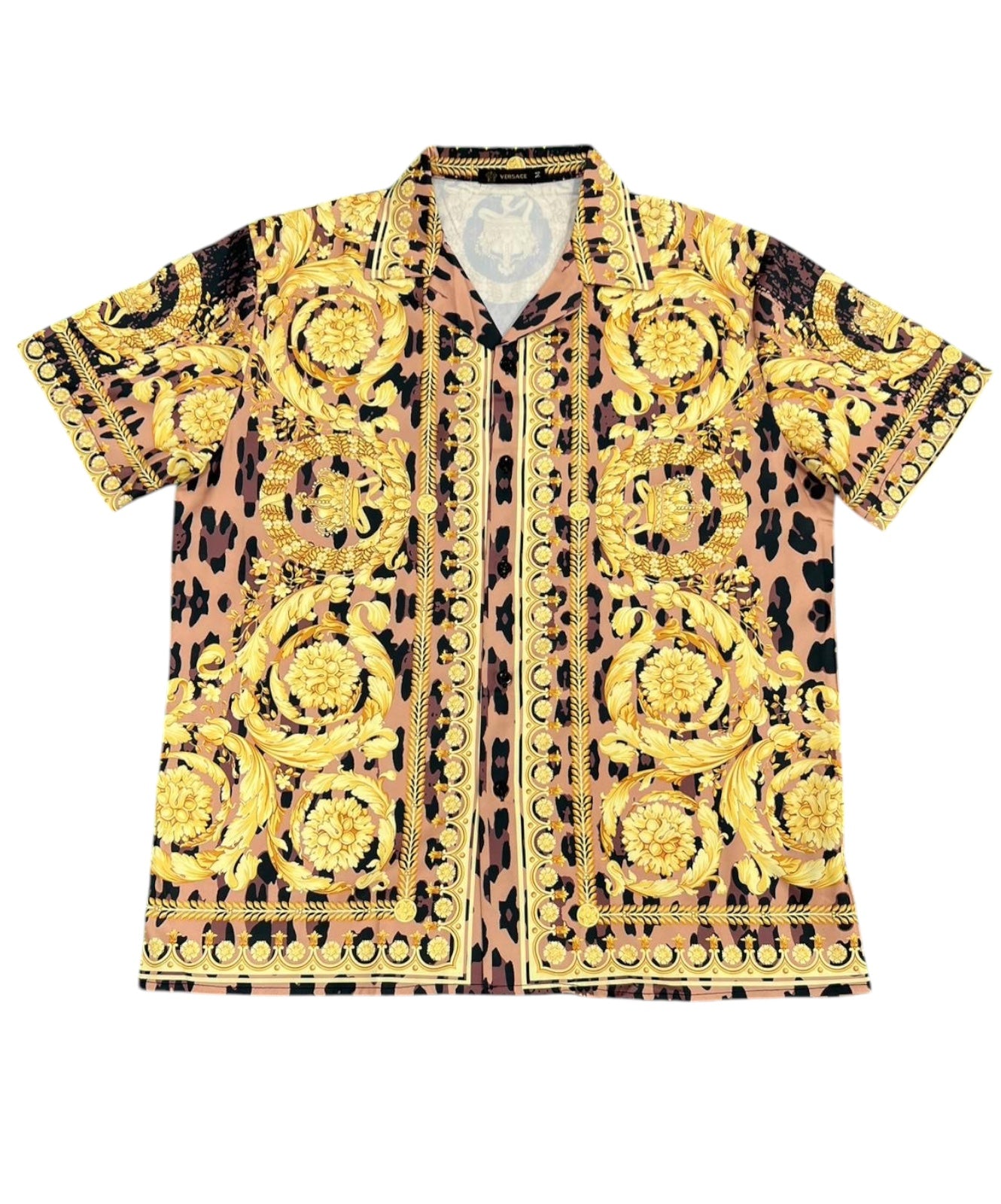 V e r s a c e cheetah short sleeve button up