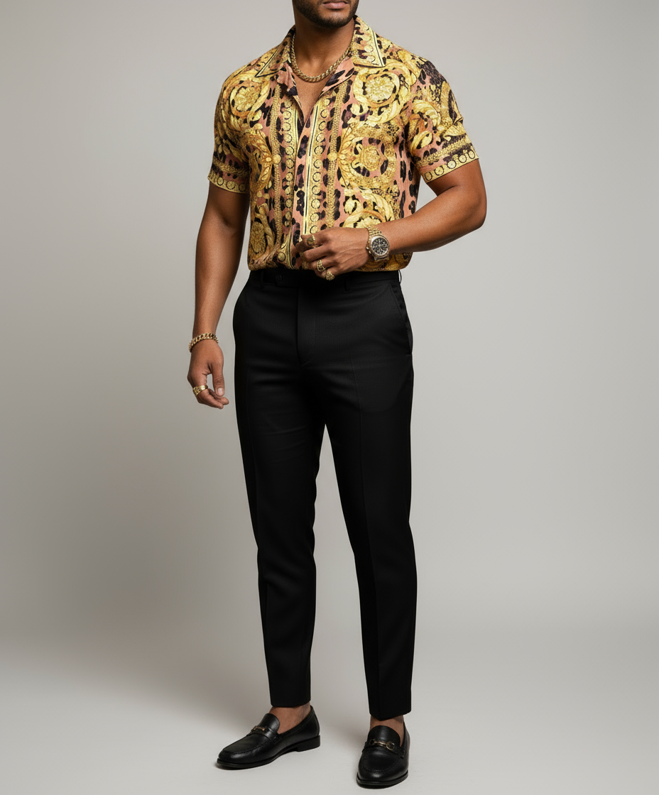 V e r s a c e cheetah short sleeve button up