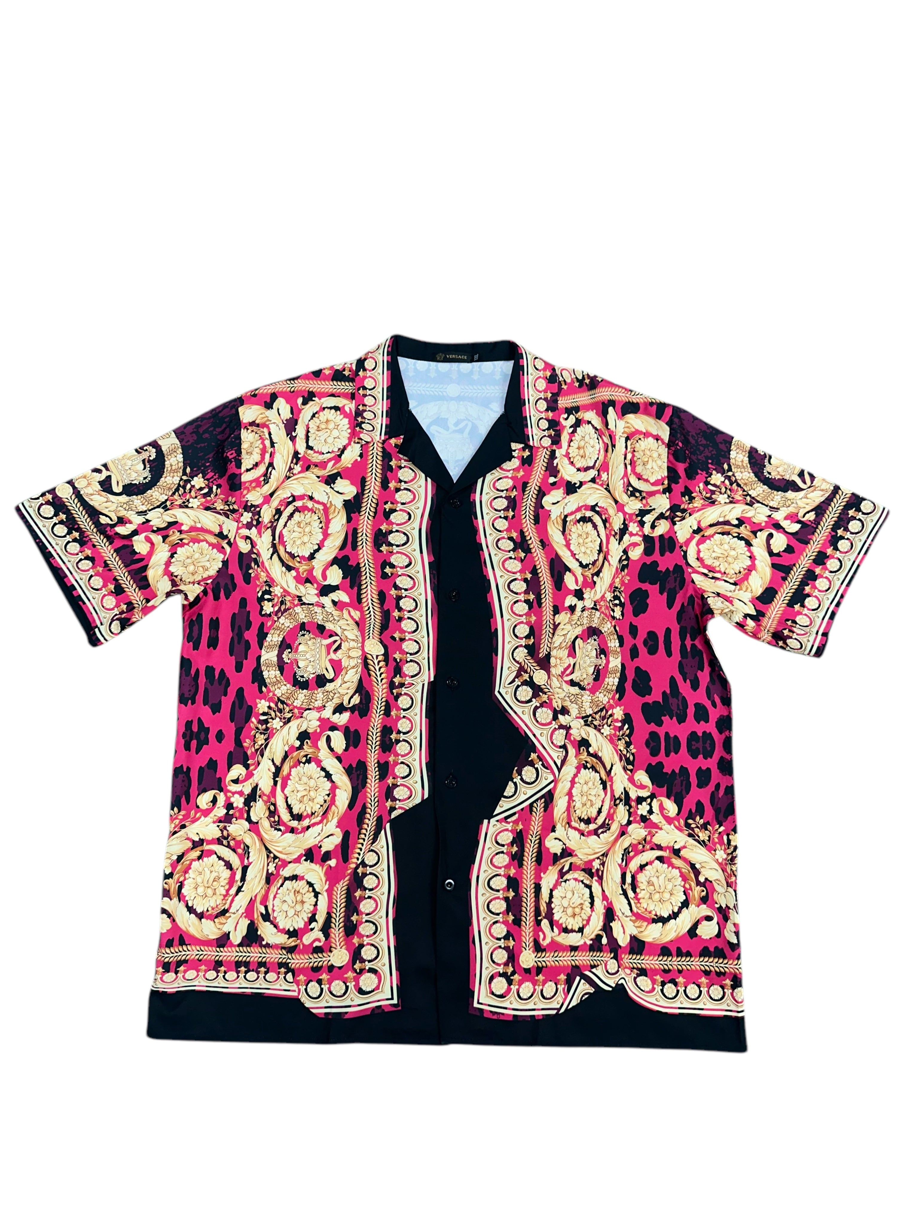 V e r s a c e cheetah short sleeve button up