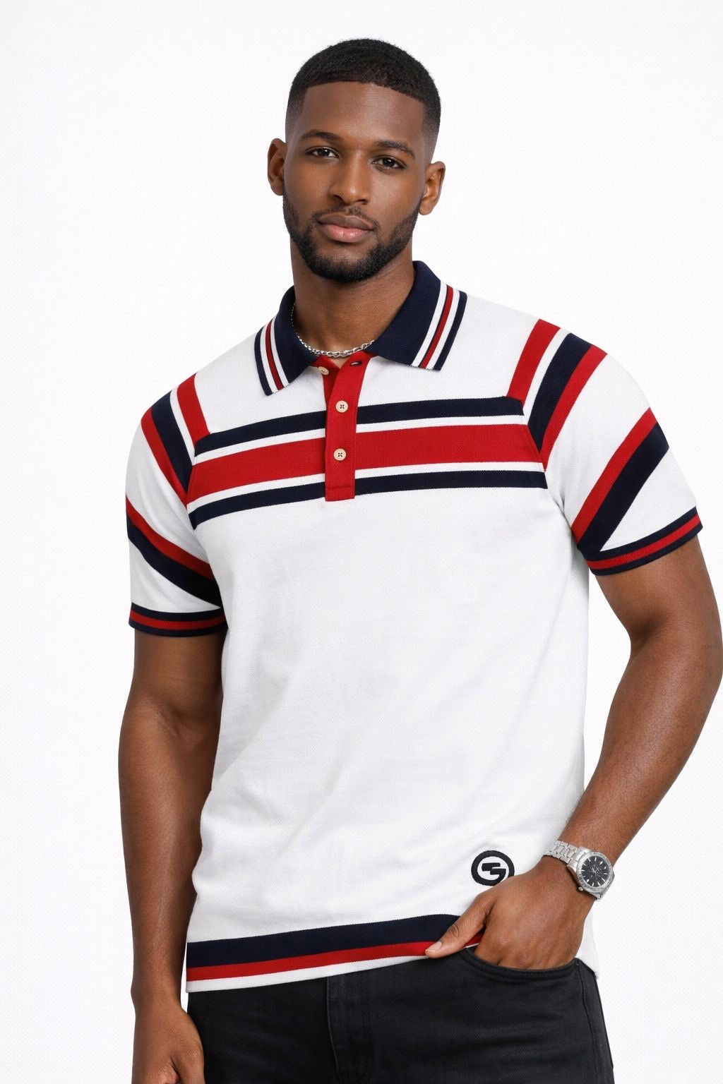 GUCCI Rojo stripe knitted button up