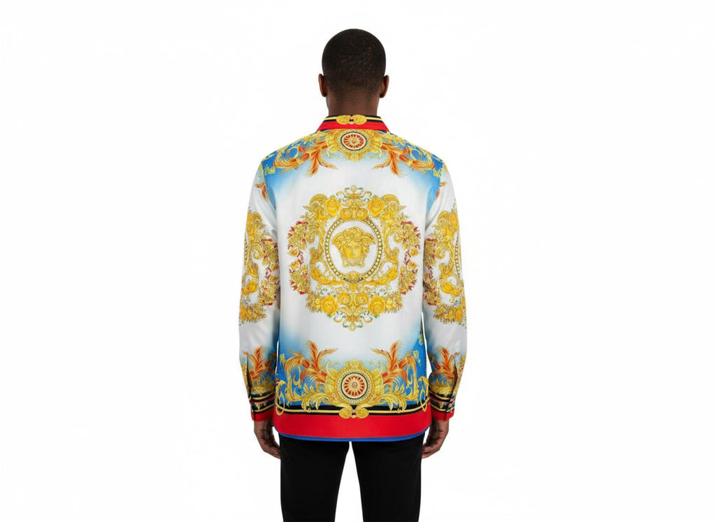 V e r s a c e fire sun long sleeve button up