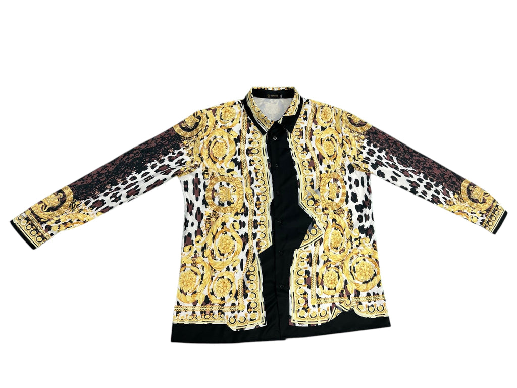 V e r s a c e cheetah long sleeve button up
