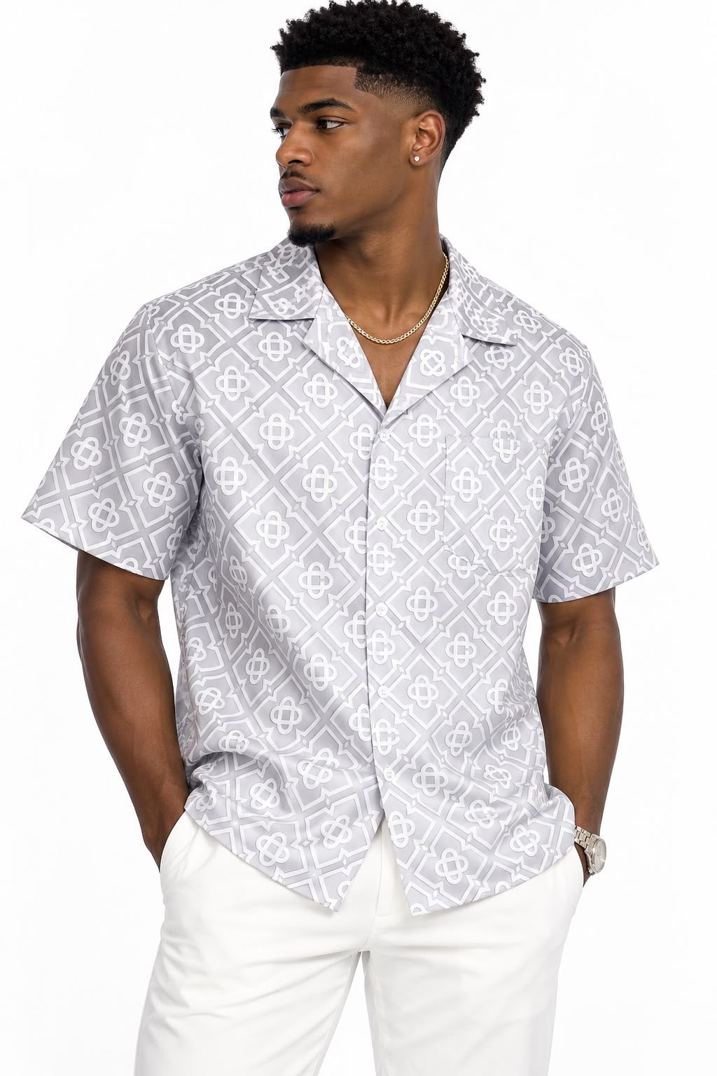 CB Silver Signature Monogram button up