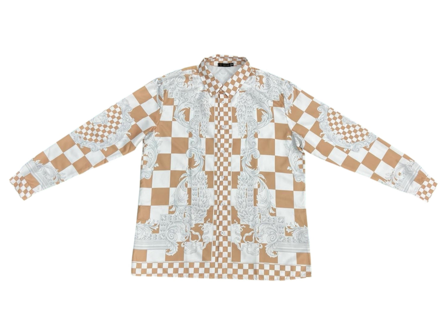 V e r s a c e checkered medusa long sleeve button up