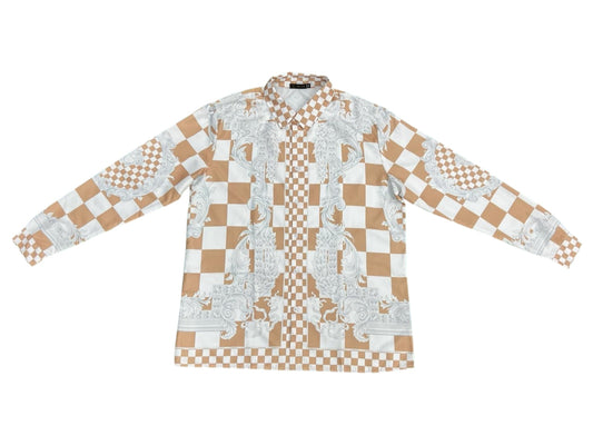 V e r s a c e checkered medusa long sleeve button up