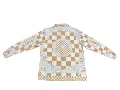 V e r s a c e checkered medusa long sleeve button up