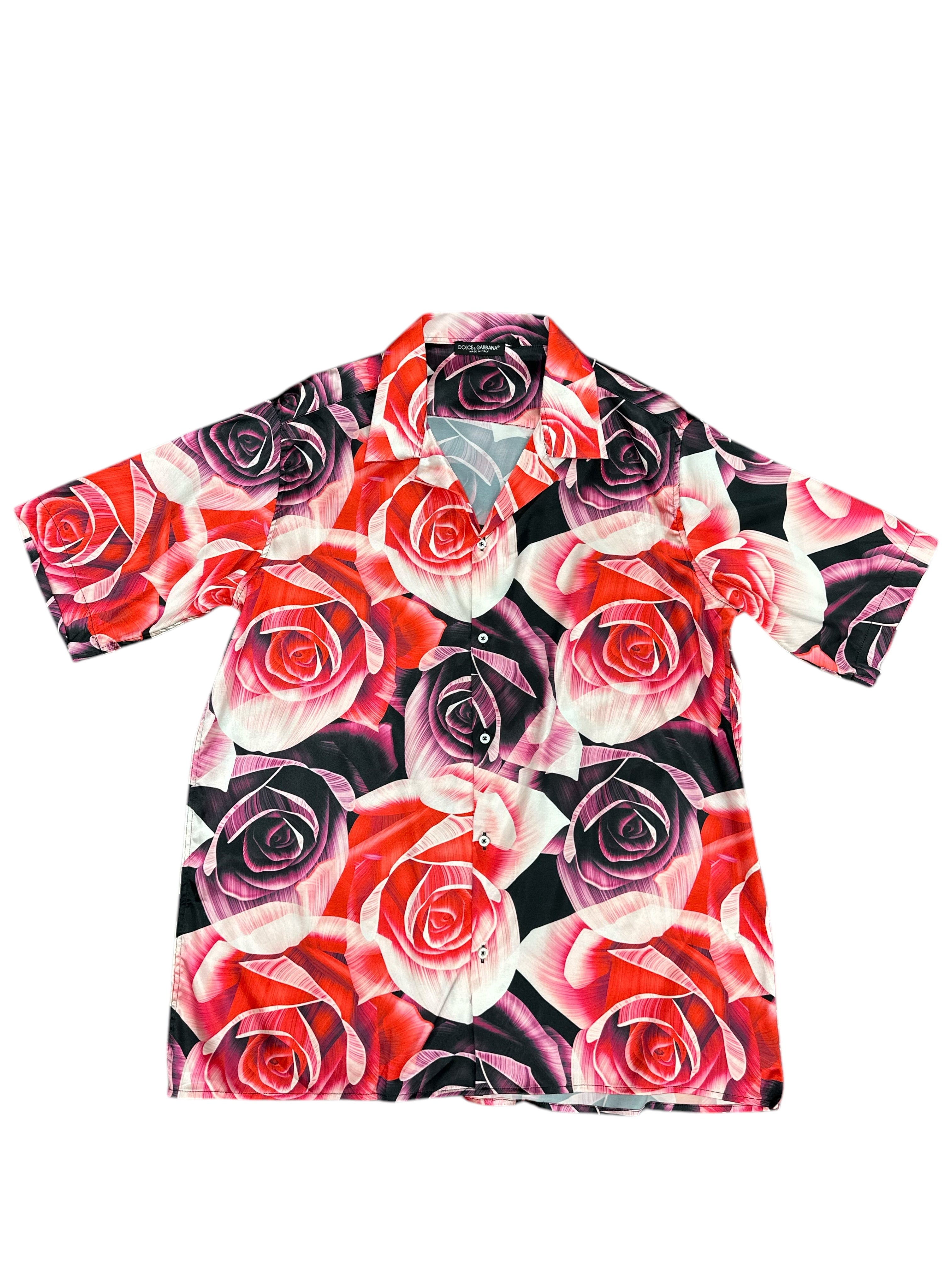 D&G silk rose Flower Button up