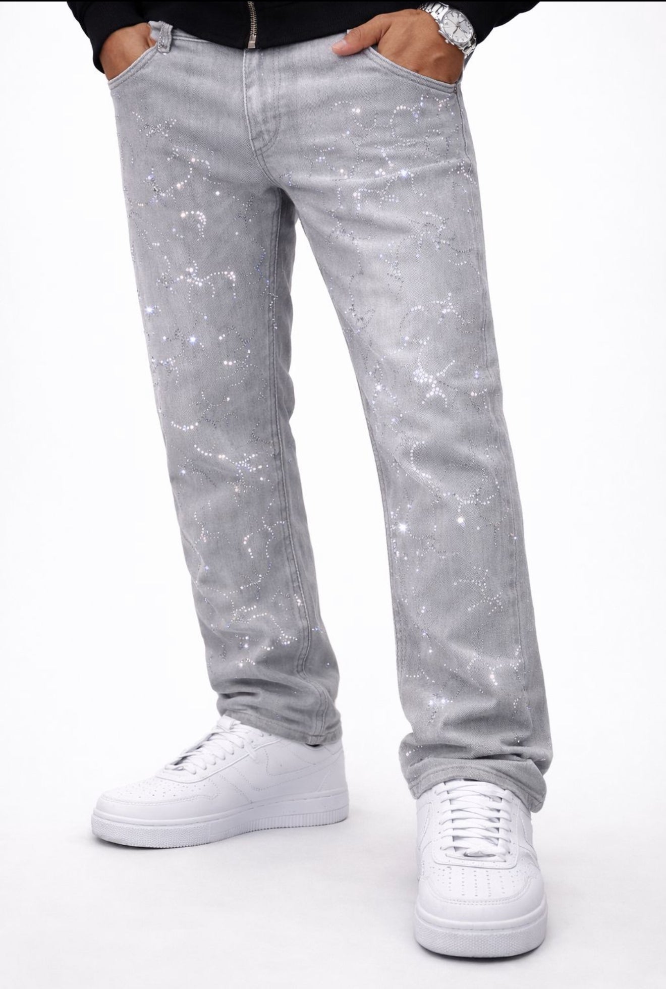 Gray Rhinestone focus jean 2532