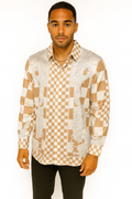 V e r s a c e checkered medusa long sleeve button up