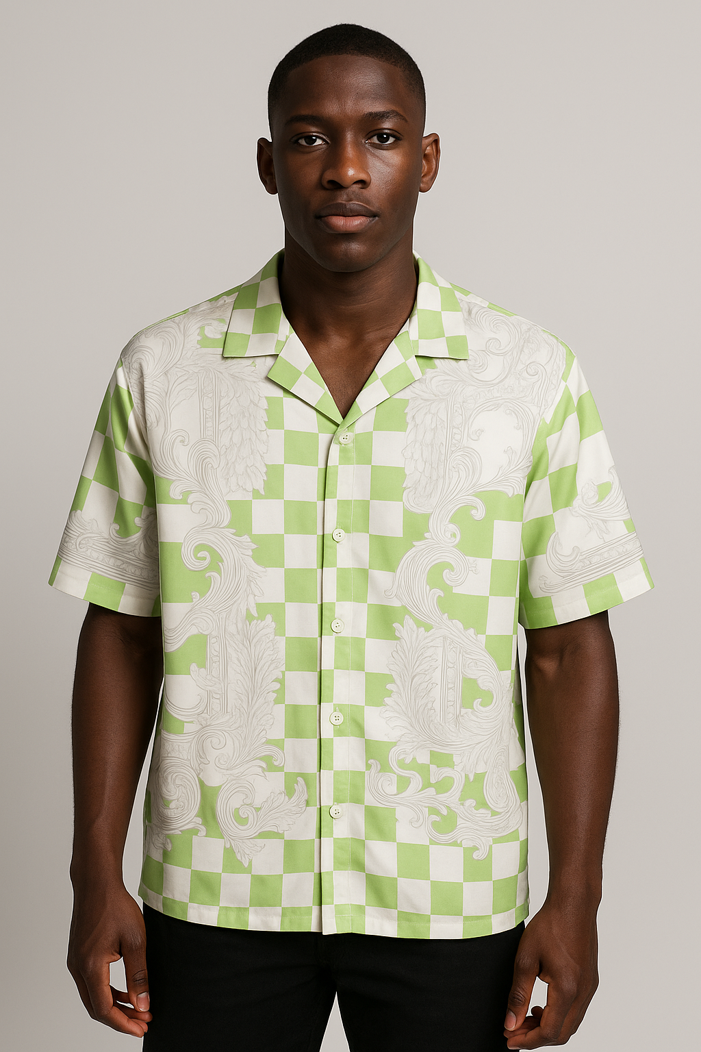 Versace Roman Checker Button Up 522