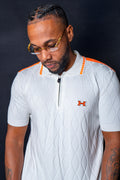 Hermes Neon Orange & White Knitted Polo