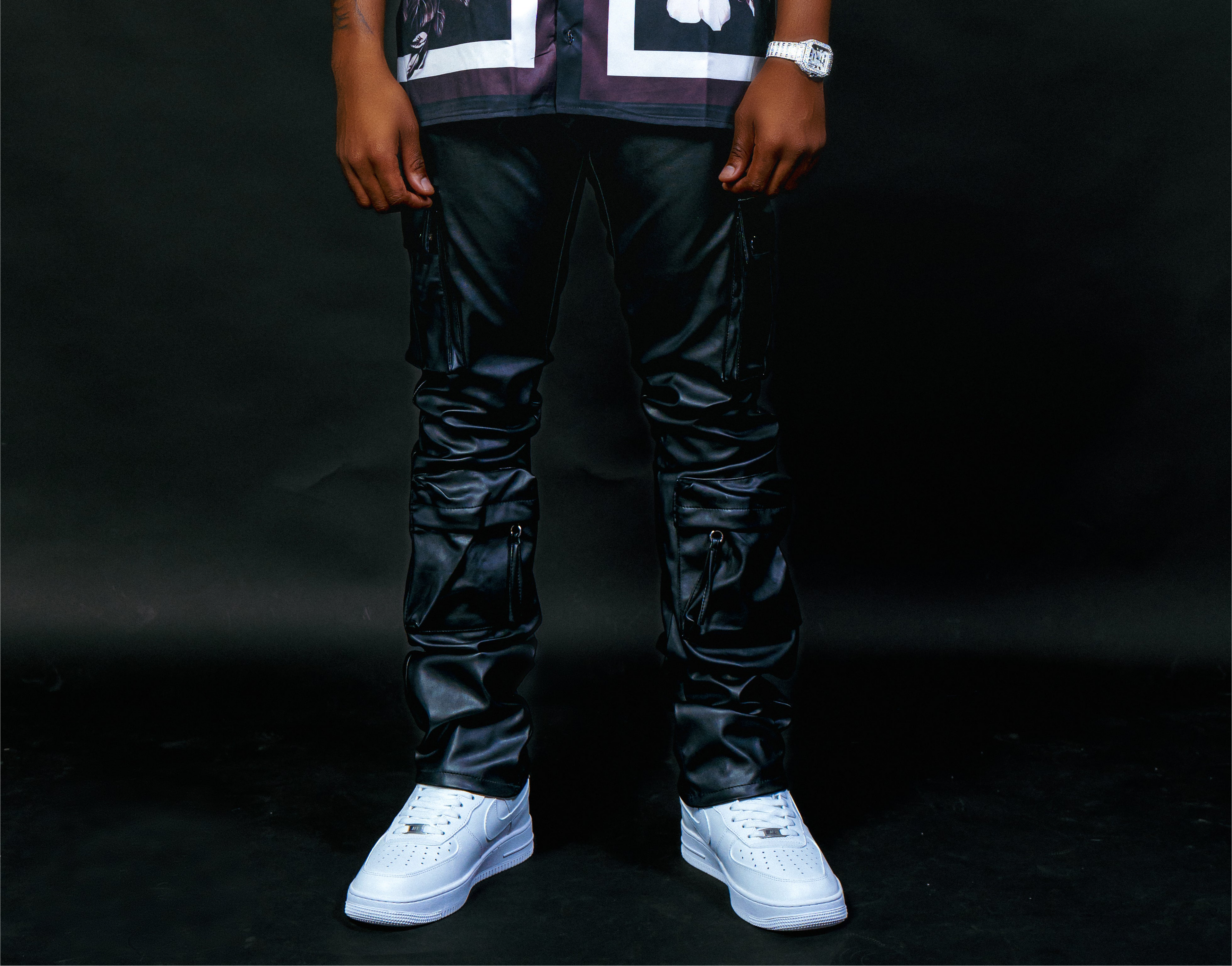 Focused Leather Stacked Pants