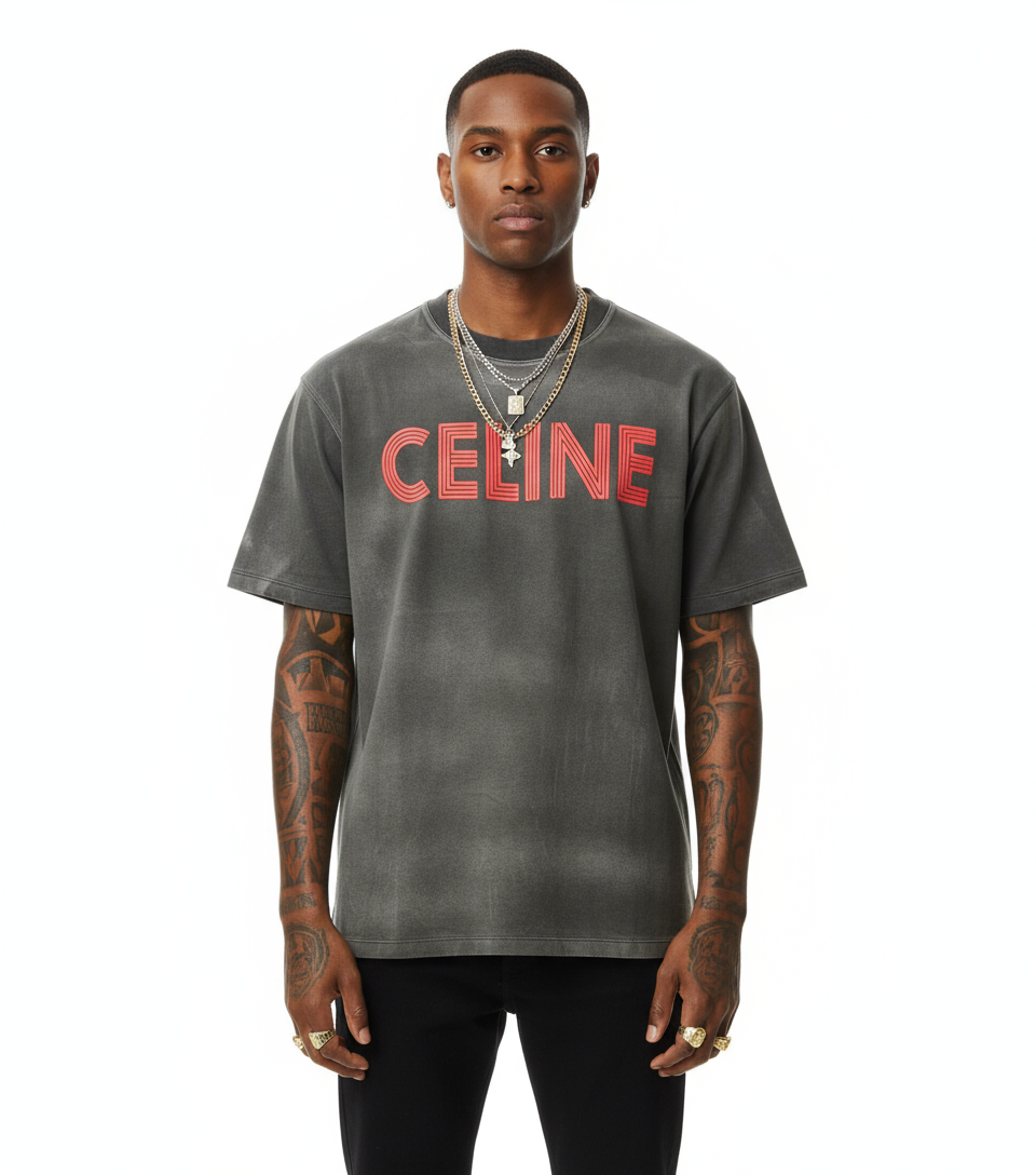 CE L I N E Black wash oversized shirt