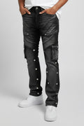 Kdnk4884 black wash jeans with removable fabric