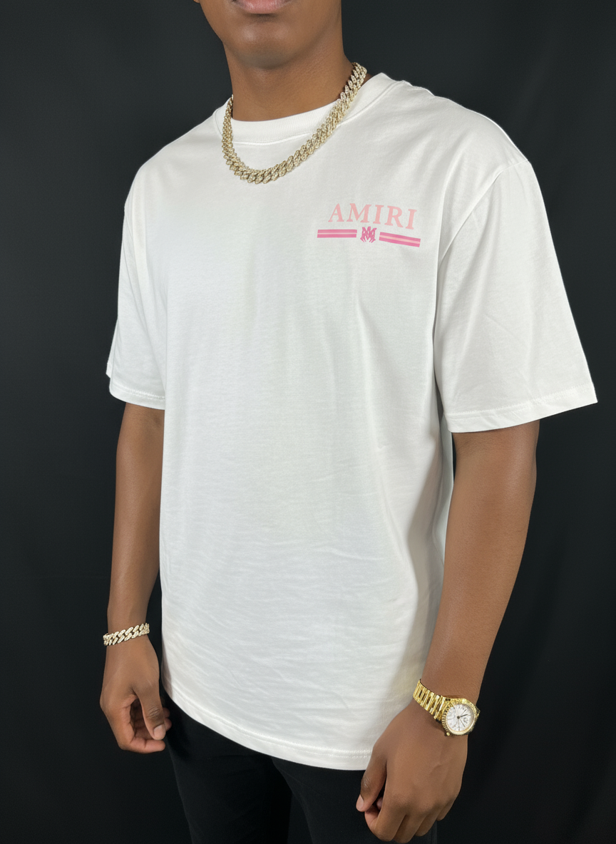 Pink Writing Amiri T-Shirt