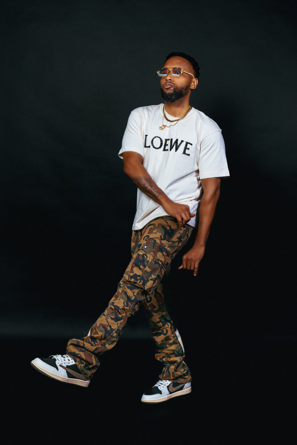 Loewe Bold T-Shirt Tan with BLACK Writing