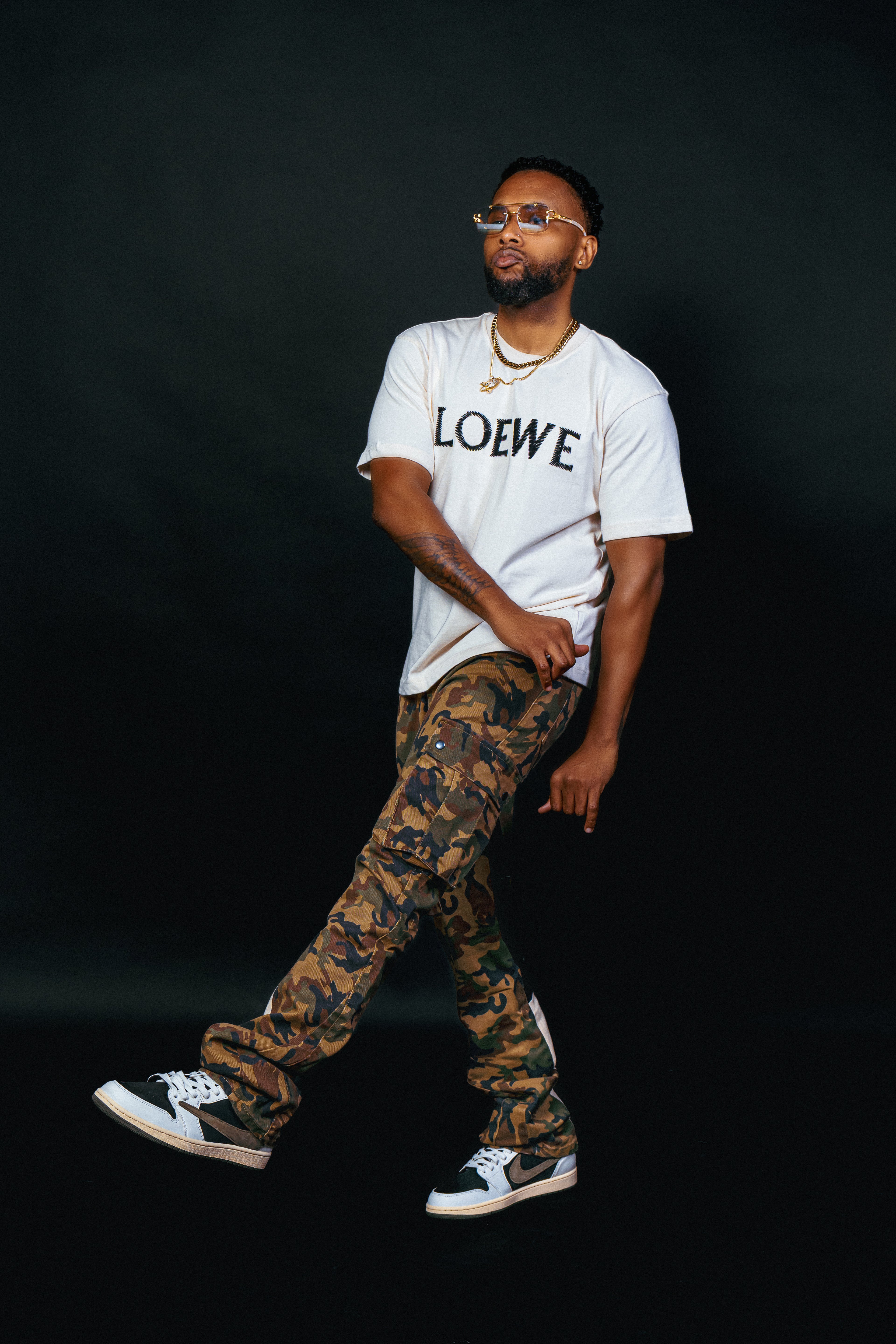 Loewe Bold T-Shirt Tan with BLACK Writing