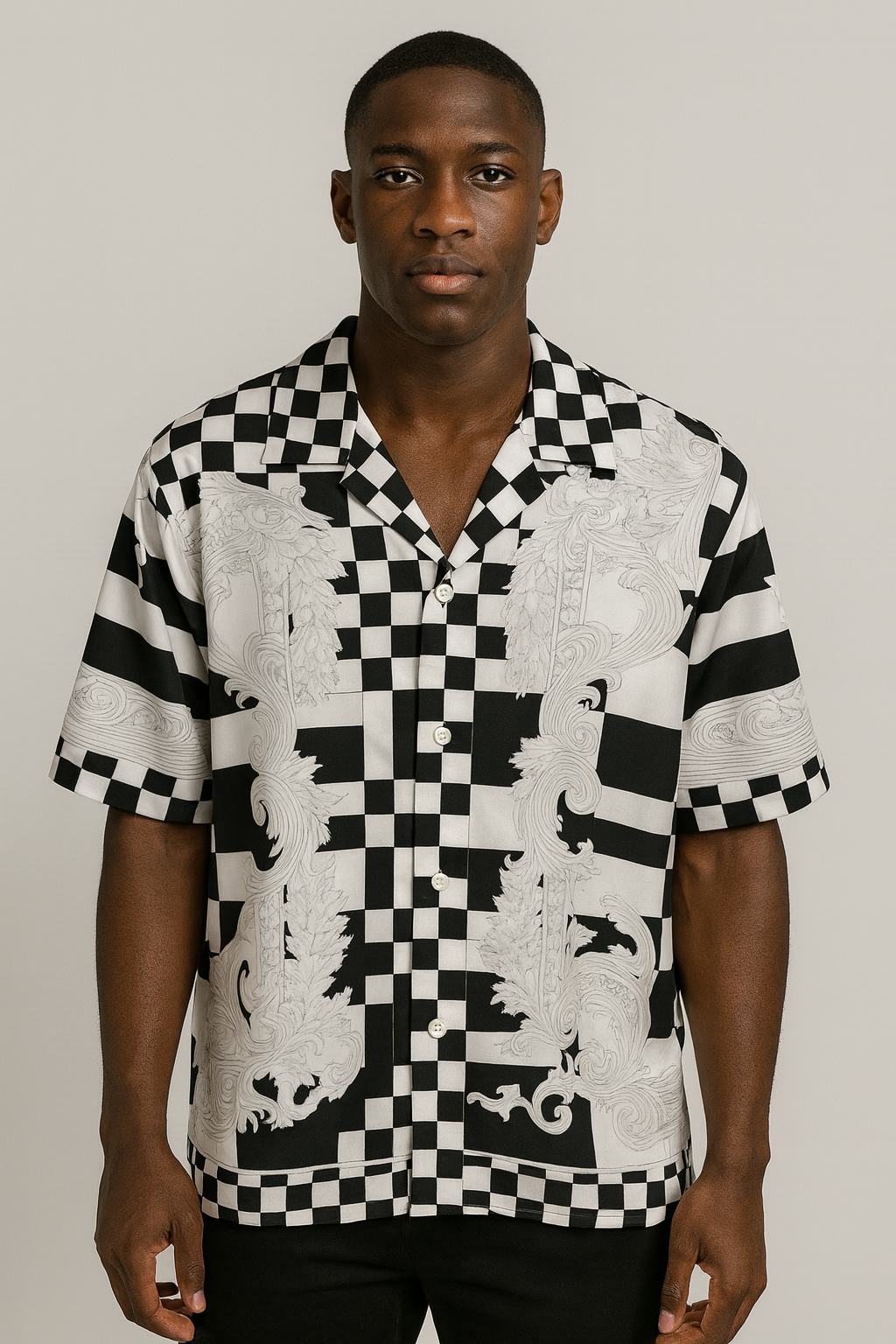 Versace Roman Checker Button Up 522