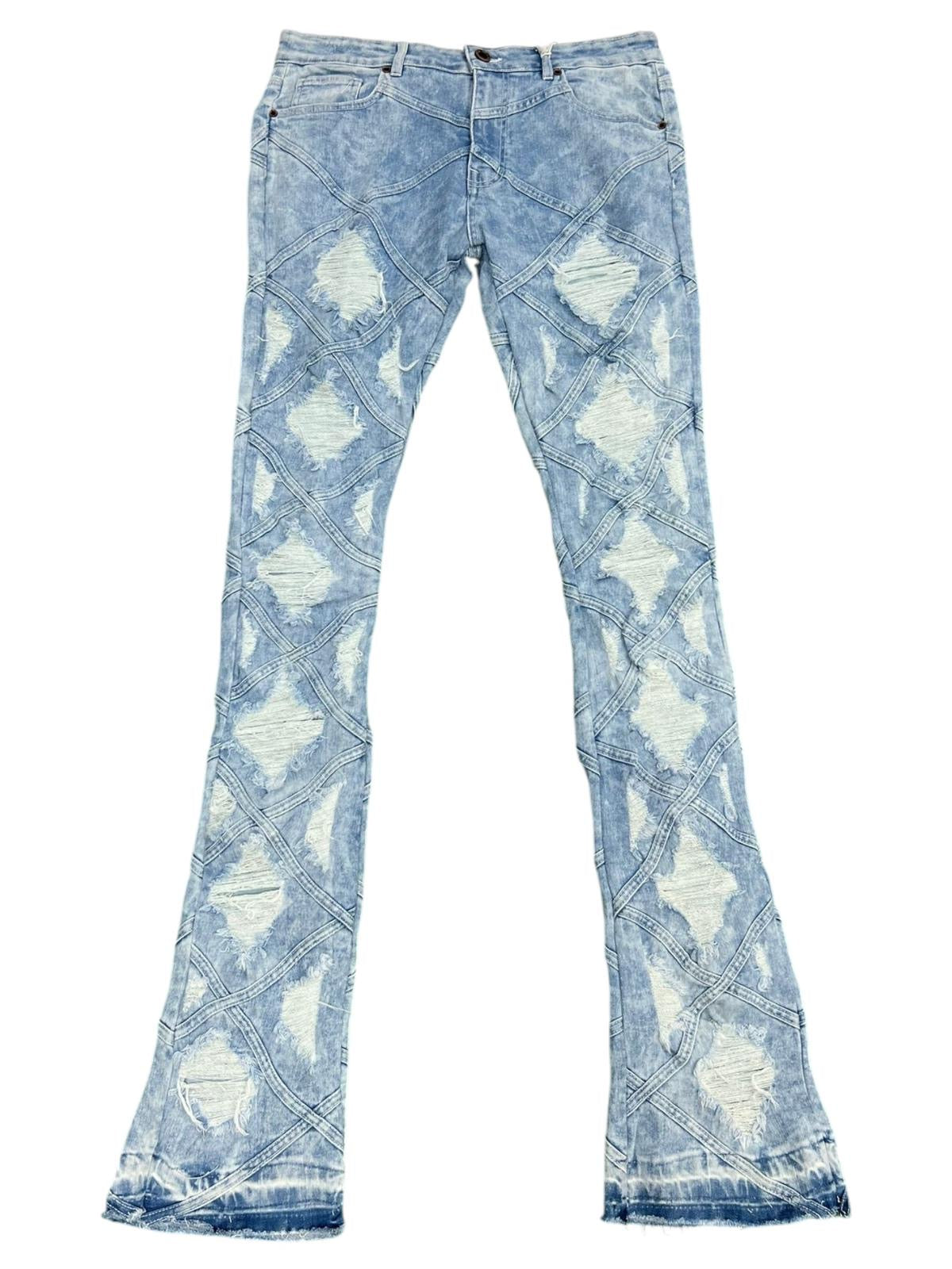 Focus Light Blue Jeans (5285) Distressed Stacked