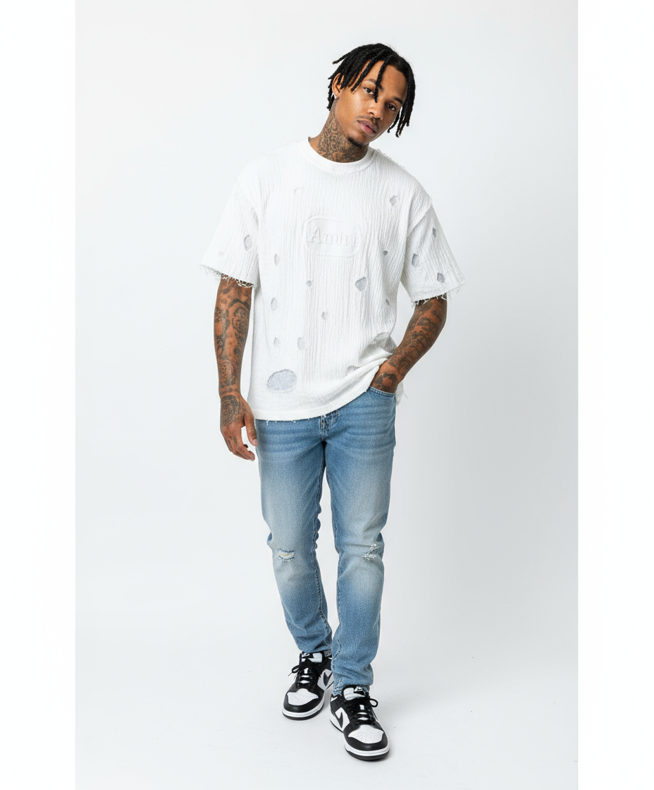 Amiri ripped Vintage white with rips