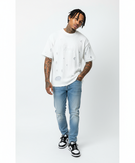 Amiri ripped Vintage white with rips