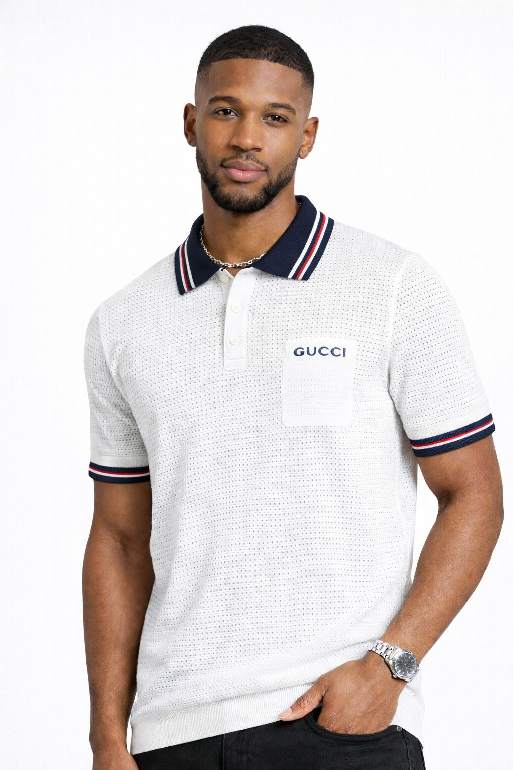 Gucci  loose knit pocket shirt