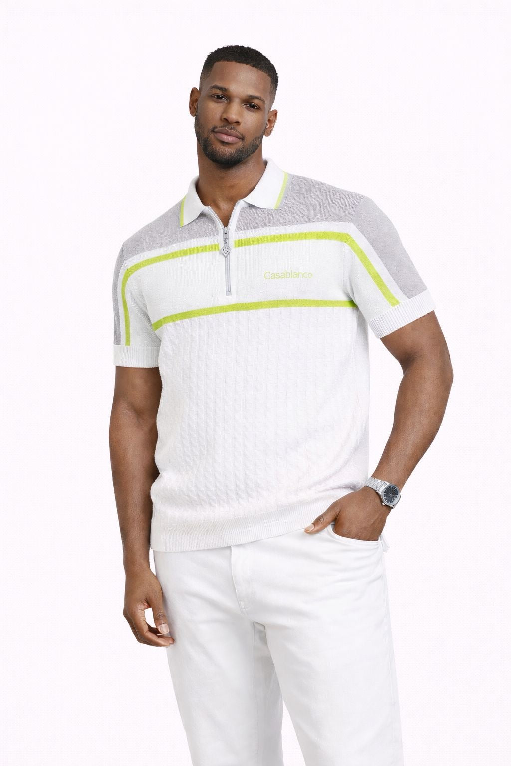 Casa Blanca tennis club knitted zip up