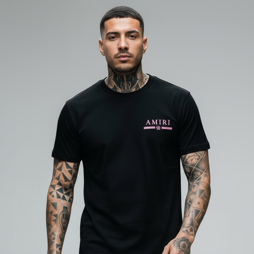 Pink Writing Amiri T-Shirt