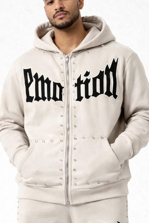 Mixed emotion beaded hoodie