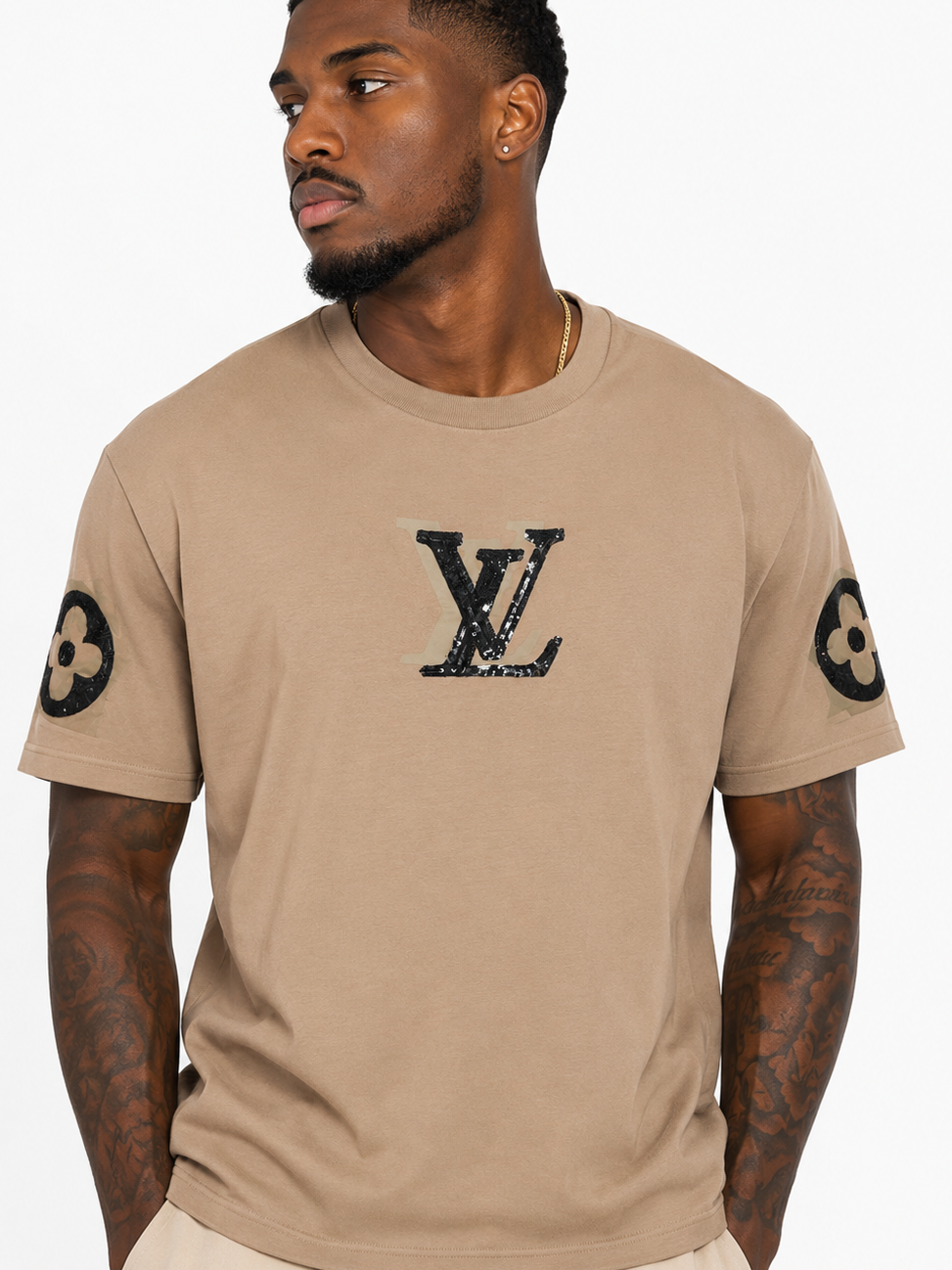LV Mocha Shine Logo Tee