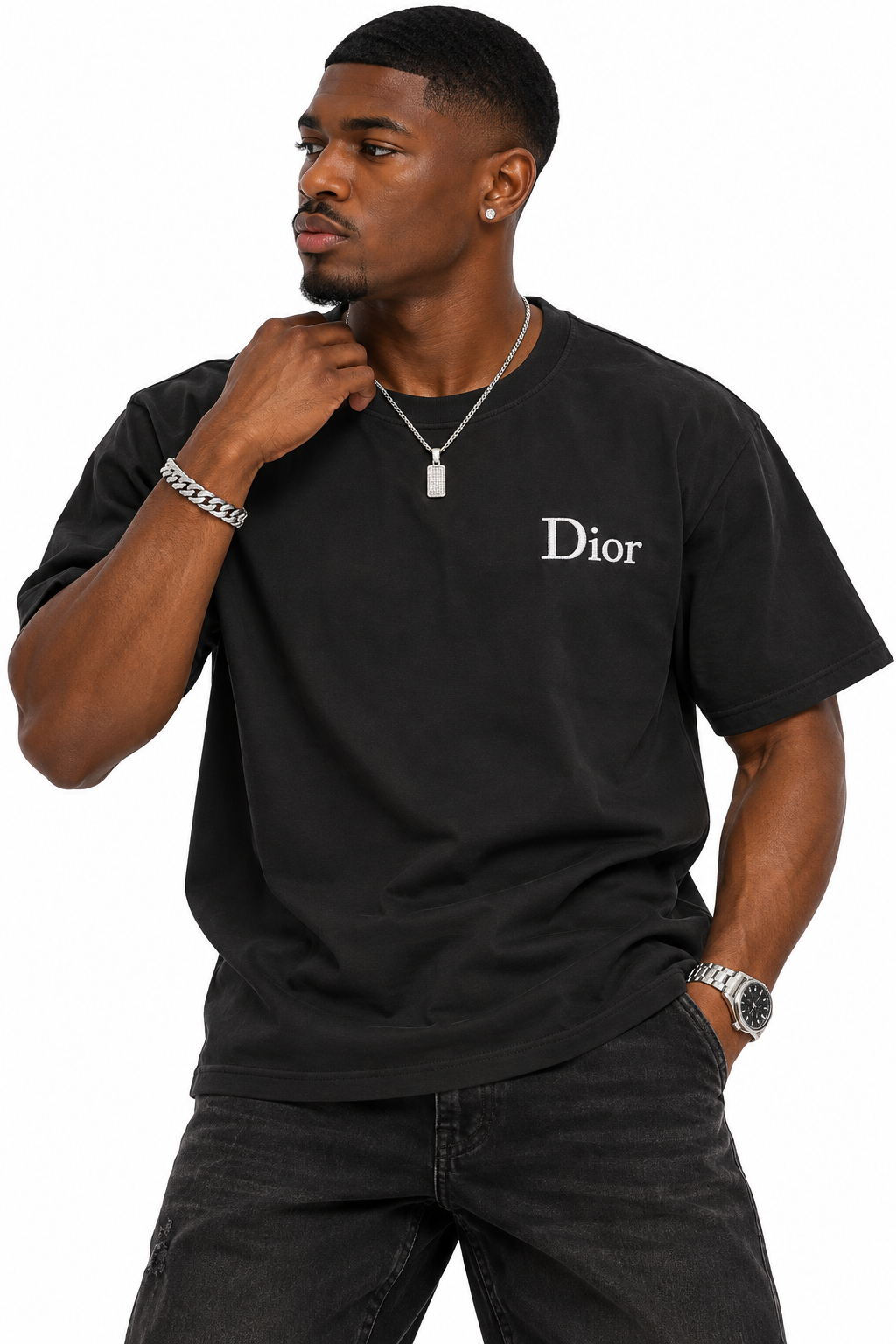 Christian Dior Black Hatch Tee