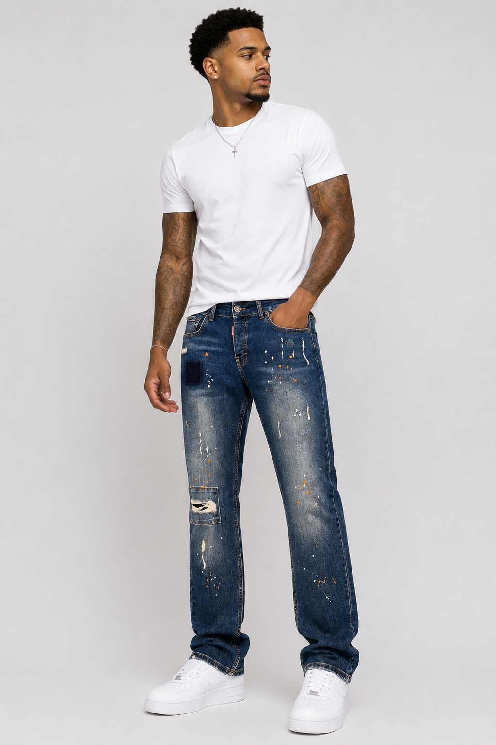 Dsquared2 Slim Dark Blue Jeans ,1964 Skinny Jeans Splatter Paint